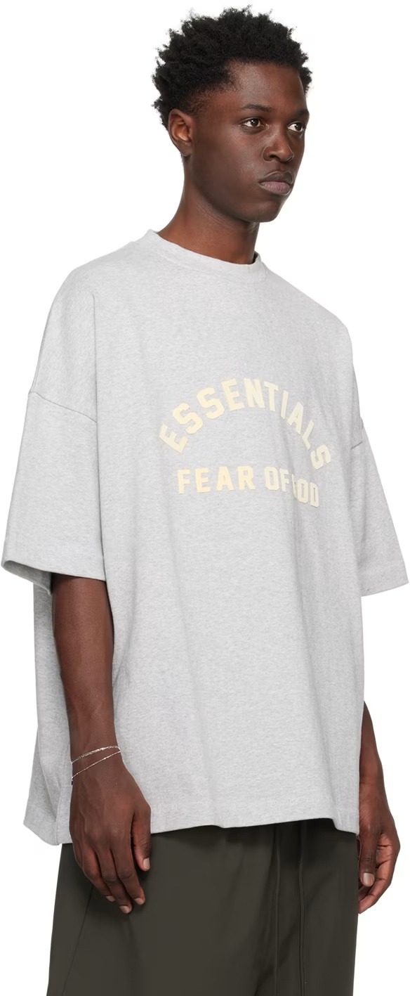 Essentials Gray Crewneck T-shirt In White