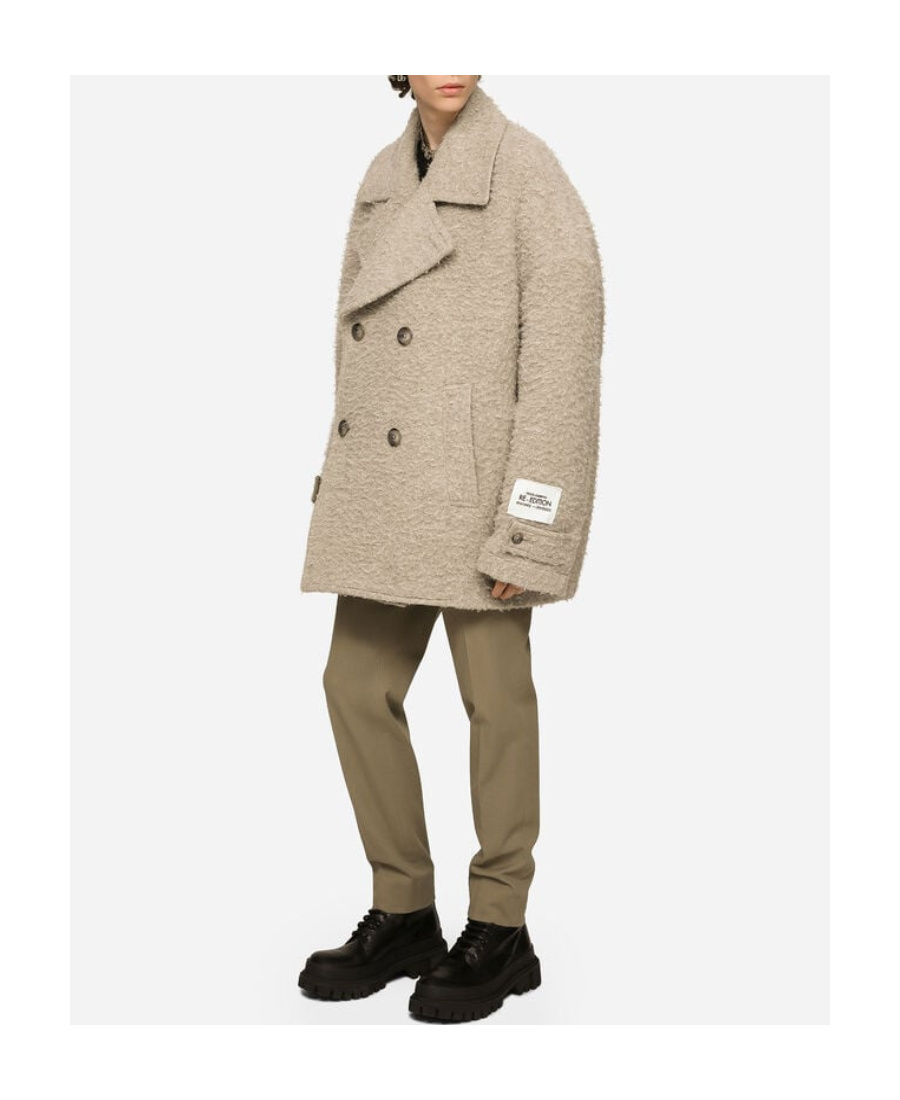 DOLCE & GABBANA DOUBLE-BREASTED BRUSHED PEACOAT