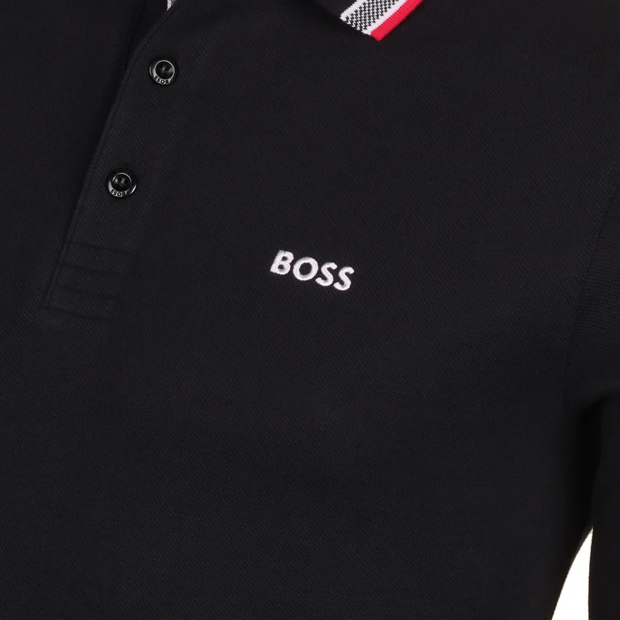 Hugo Boss Plisy Long-sleeved Polo Shirt In Black