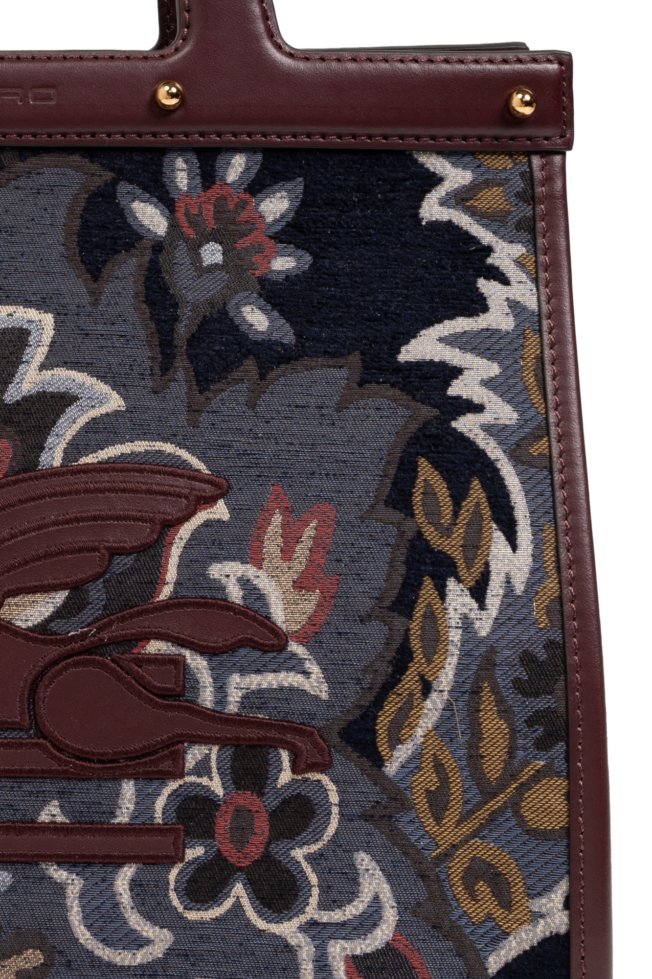 Etro Floral Paisley Handbag With Leather Accents In Black