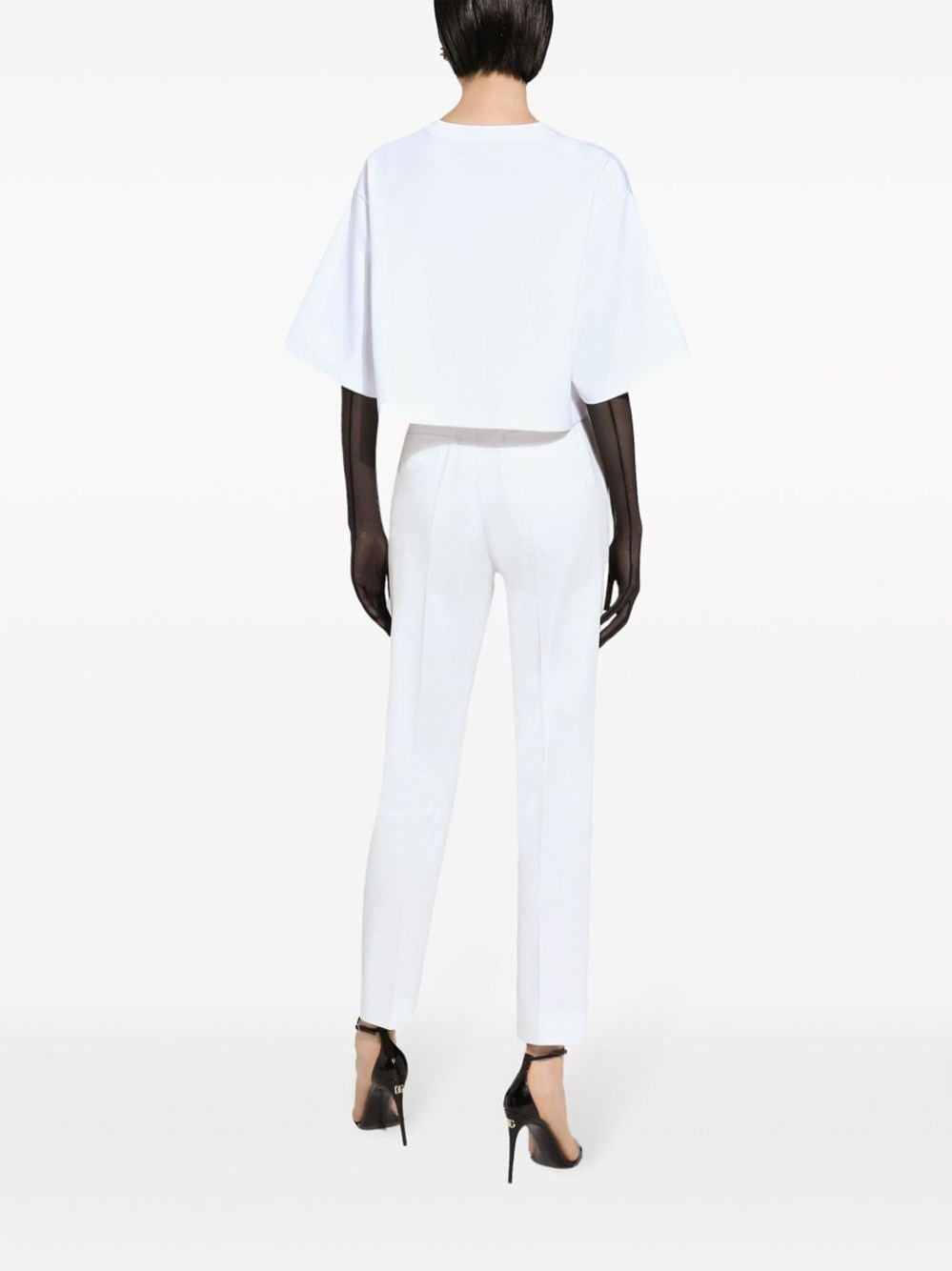 Dolce & Gabbana High-waisted Gabardine Trousers In White