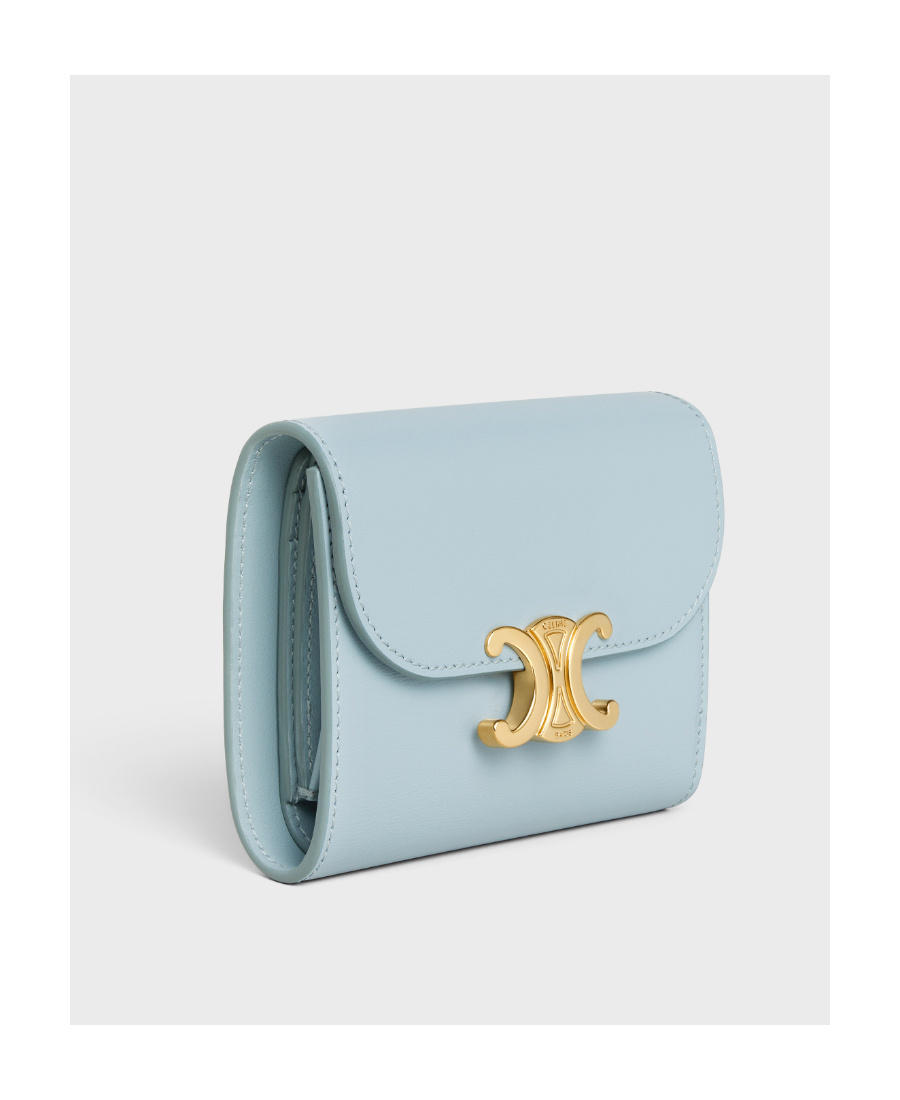 Celine Triomphe Small Wallet In Blue