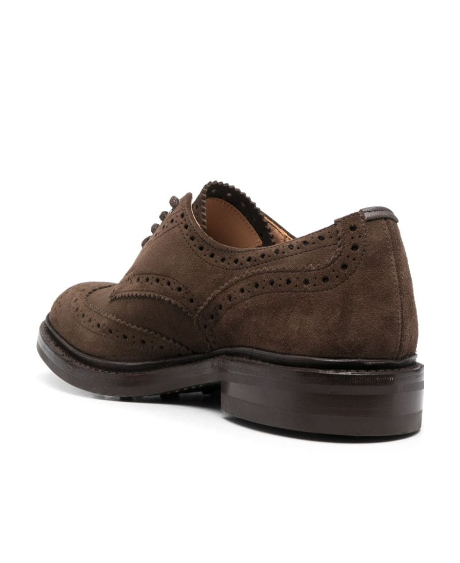 Shop Tricker's Brogue-detail Suede Brogues In Green