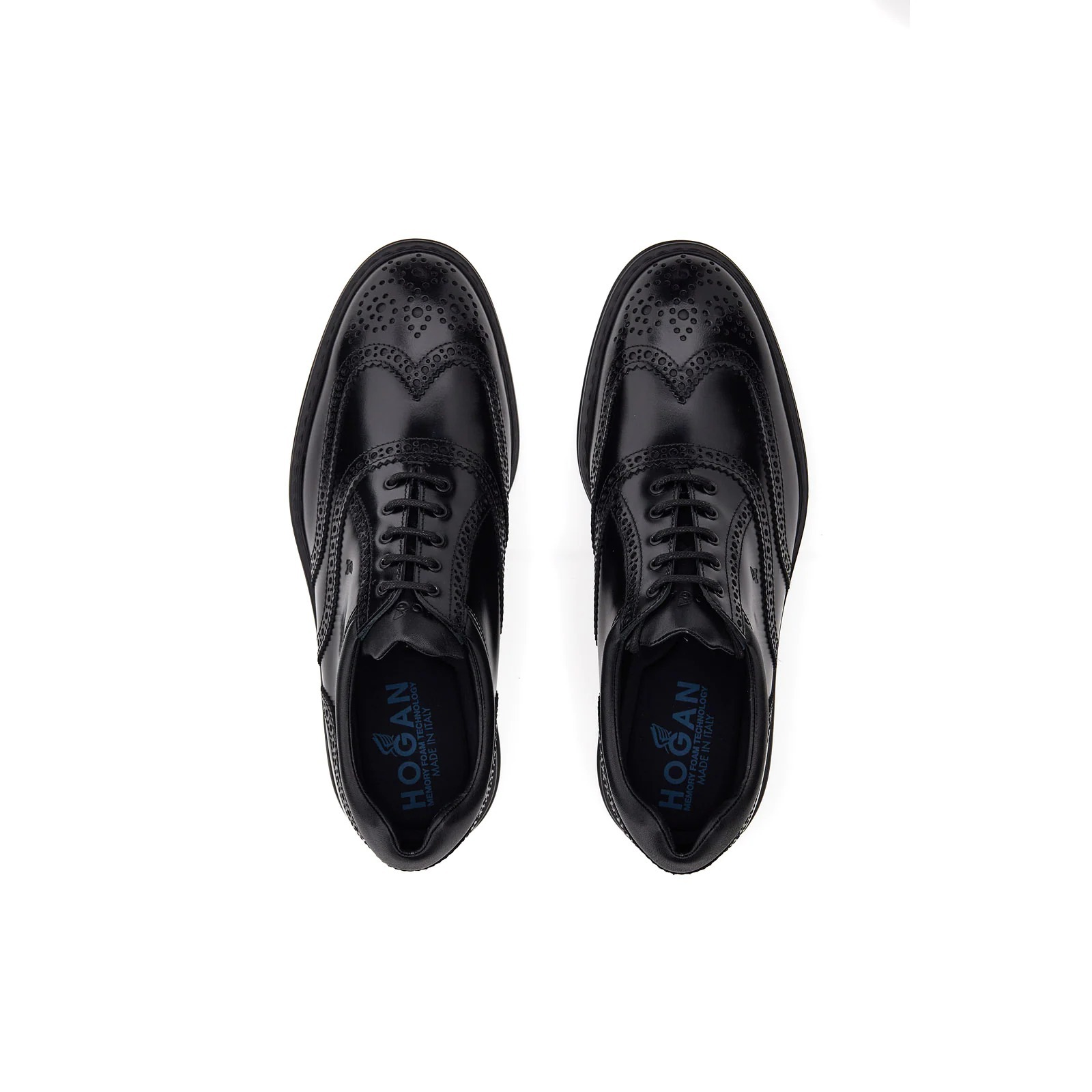 Hogan Derby Shoes In Brushed Leather In Black
