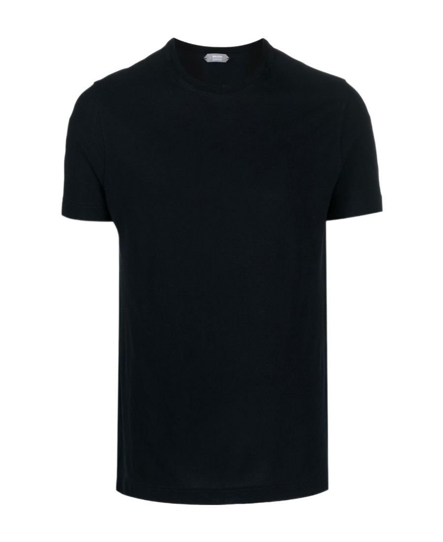 Zanone Blue Cotton T-shirt In Black