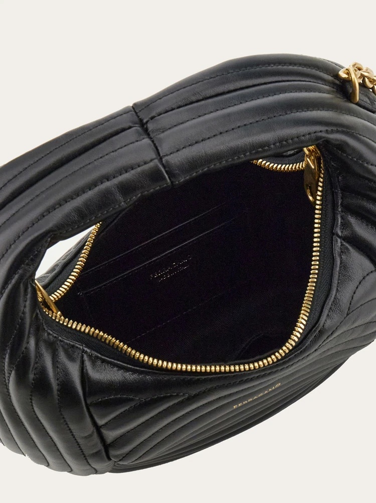 Shop Ferragamo Quilted Wandering Small Shoulder Bag In Black