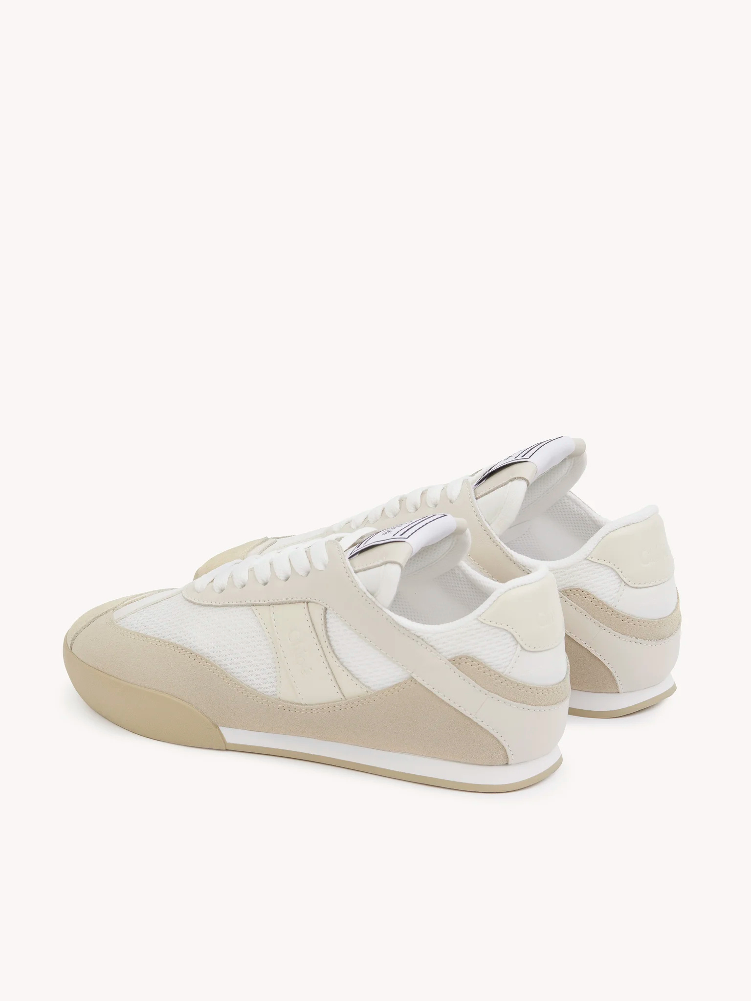 Chloé Low-top Sneakers With Rubber Sole And Mesh In Neutral