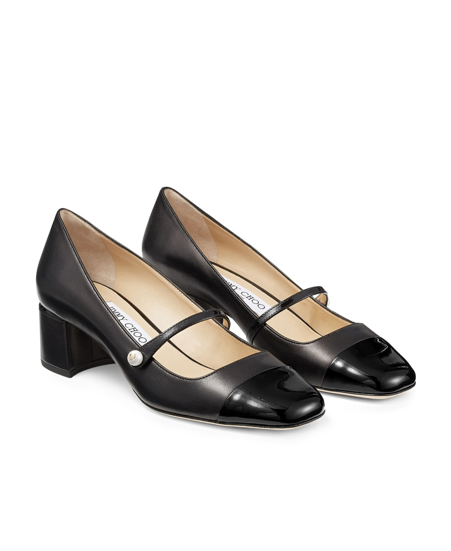 Jimmy Choo 'elisa 45' Black Pumps With Pearl Detail In Black