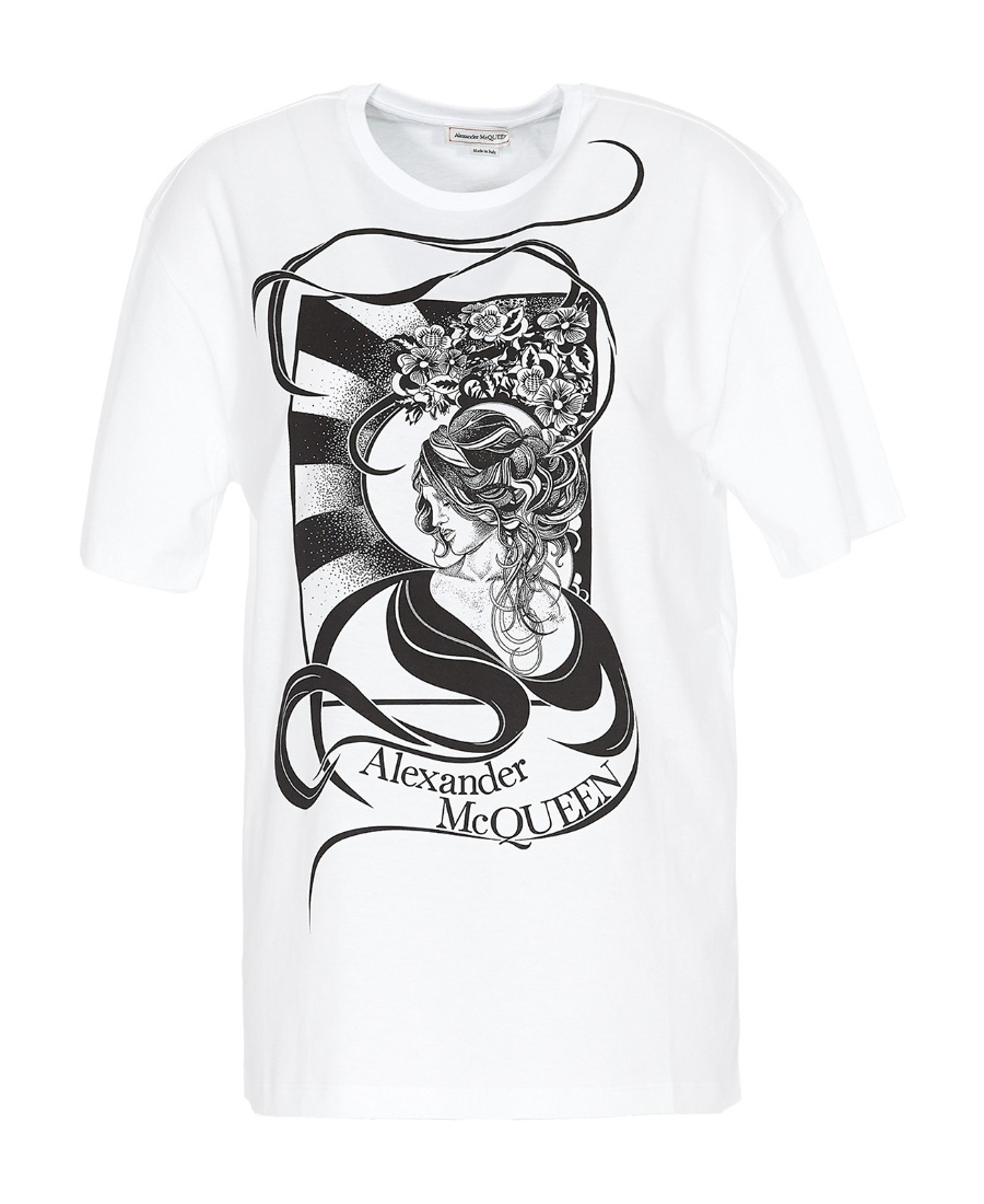 Alexander Mcqueen T-shirt With Round Neck And Short Sleeves In White
