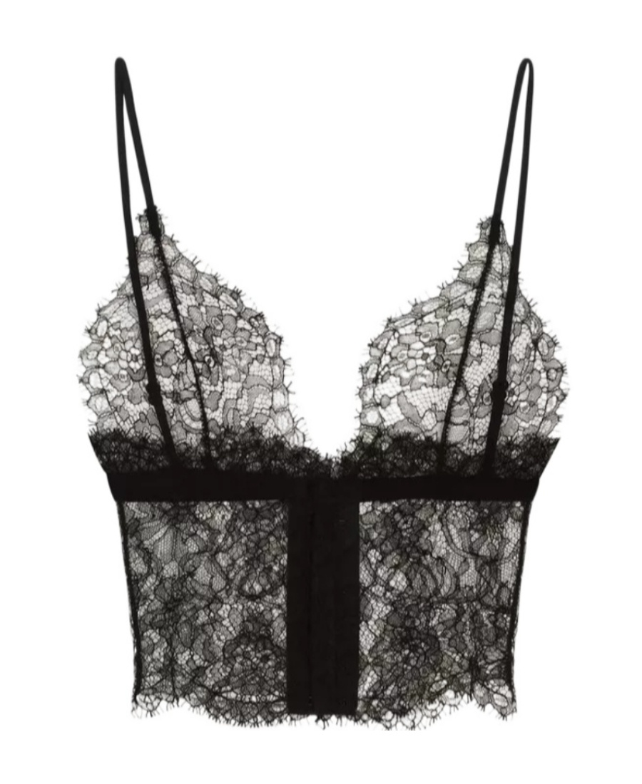 Dolce & Gabbana Triangle Lace Bralette In Black