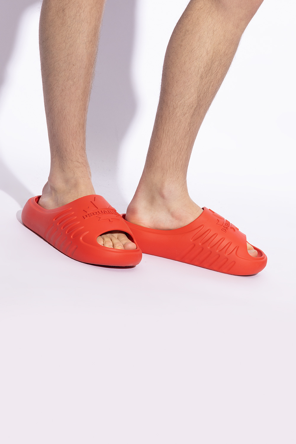 Shop Dsquared2 Logo-embossed Slides In Red