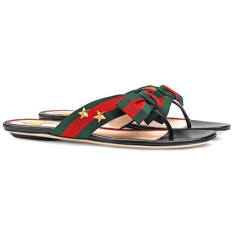 Gucci Rivet Luo Satin Ribbon Clip Toe Cool Drag In Multicolor