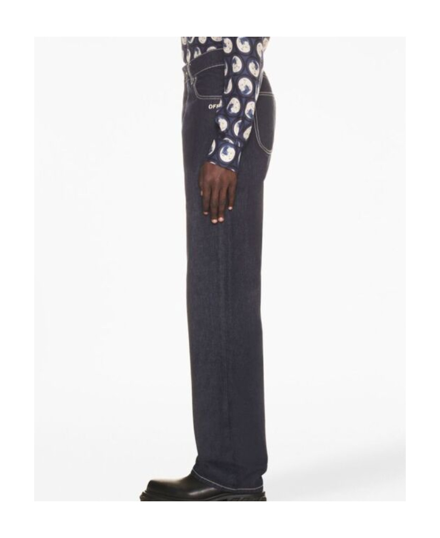 Off-white Embroidered-logo Jeans In Black