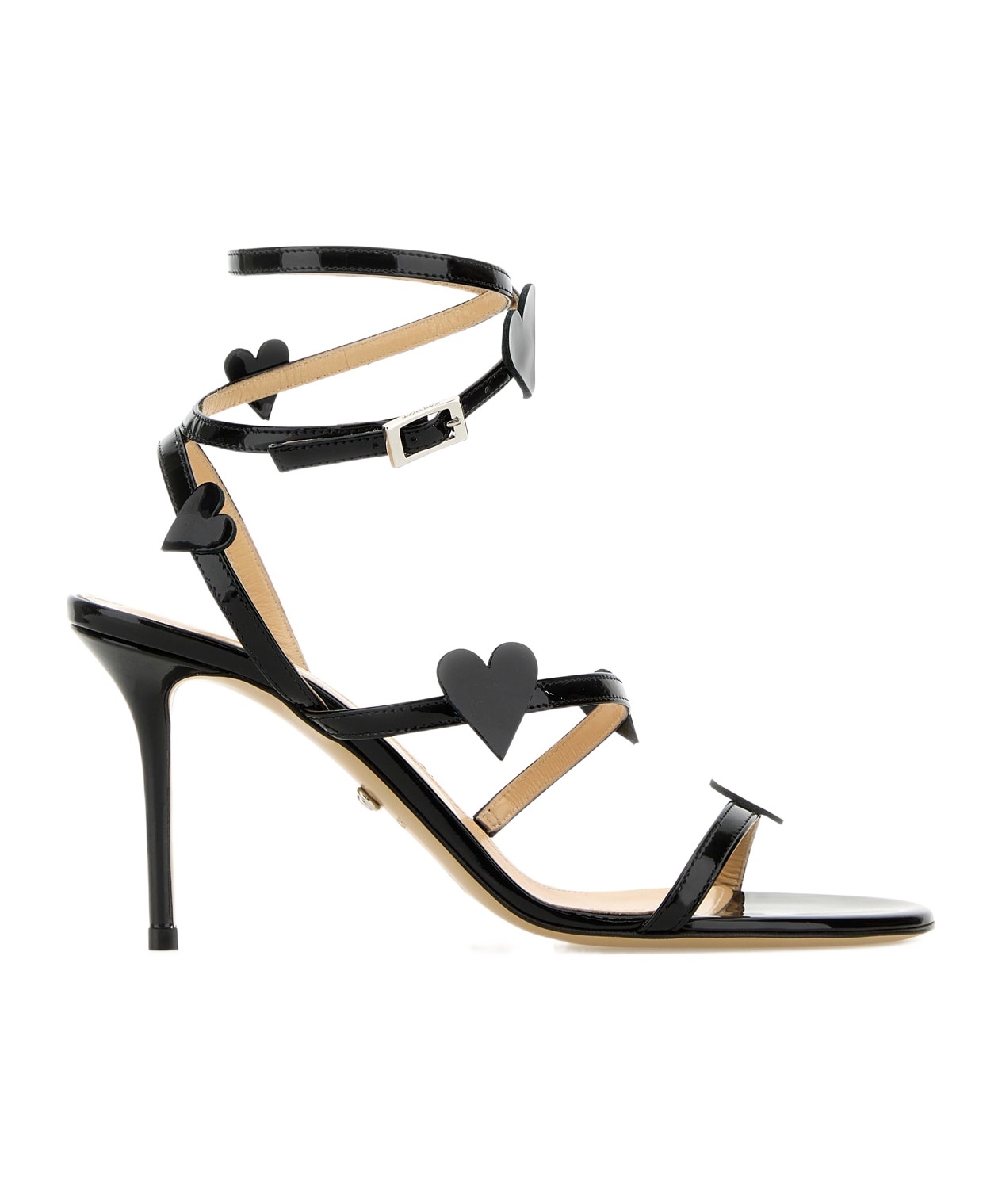 Mach&mach Heart Embellished Open Toe Sandals In Black