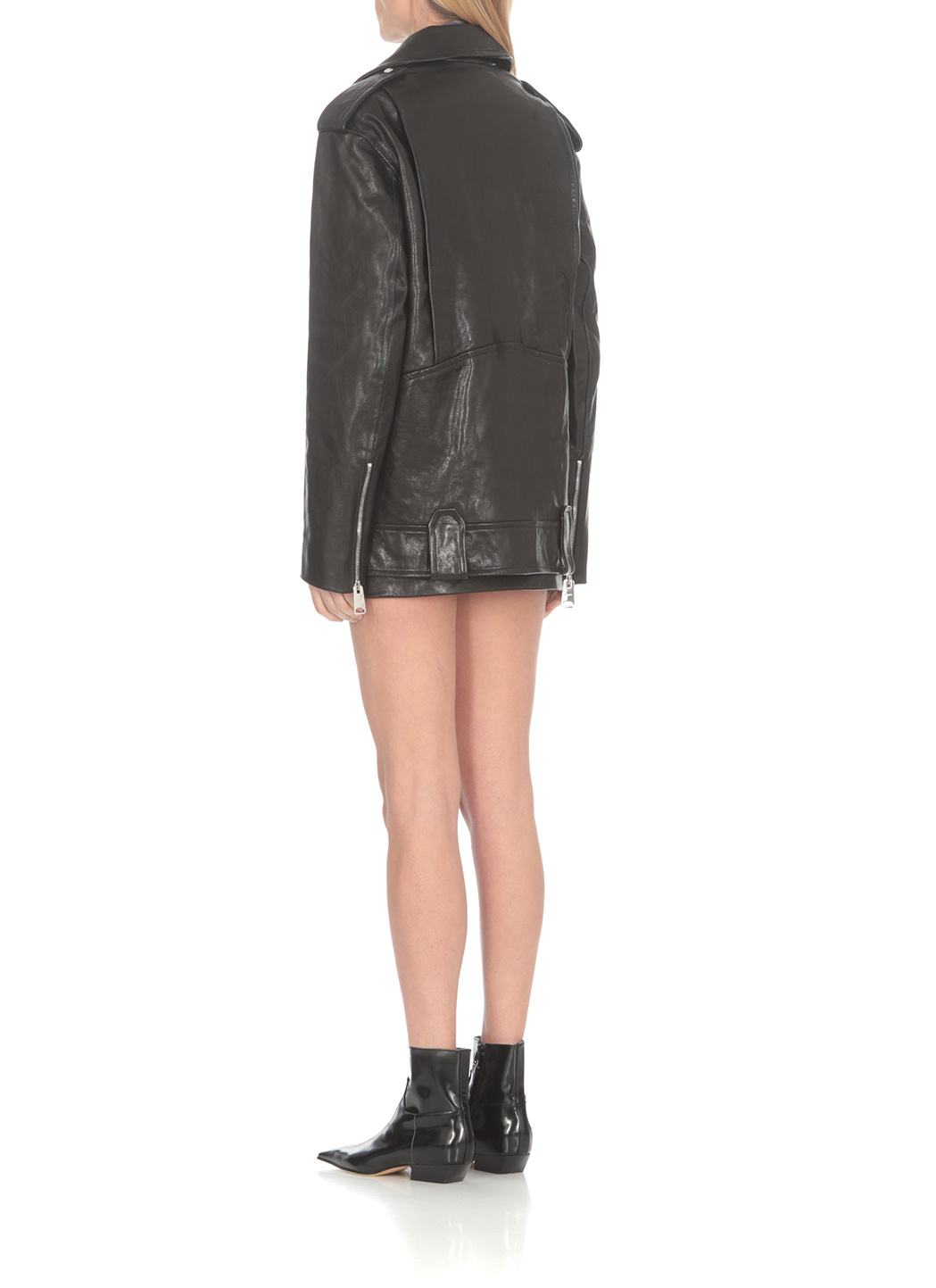 Khaite The Hanson Off-centre Leather Jacket In Black