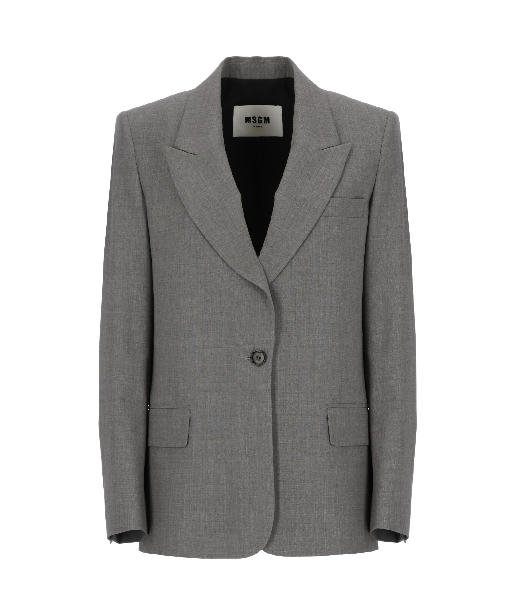 Msgm Long-sleeved Suit Coat In Gray