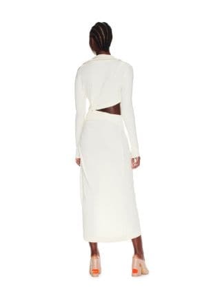 Shop Off-white Vi-crepe Draped Midi Dress In White
