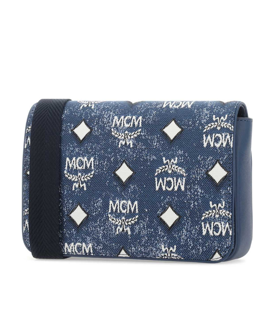Mcm Logo Retro Shoulder Bag In Blue