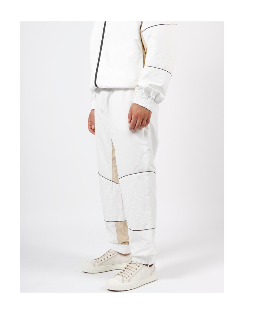 Fendi Contrasting-panel Detail Track Pants In White