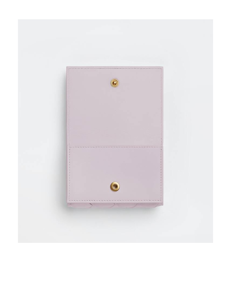 Bottega Veneta Intreciato Knitted Small Three-fold Wallet In White
