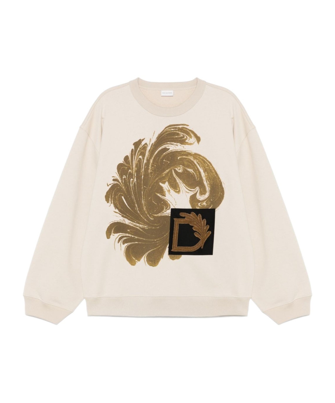 Dries Van Noten Crew Neck Graphic Print Sweater In Pink