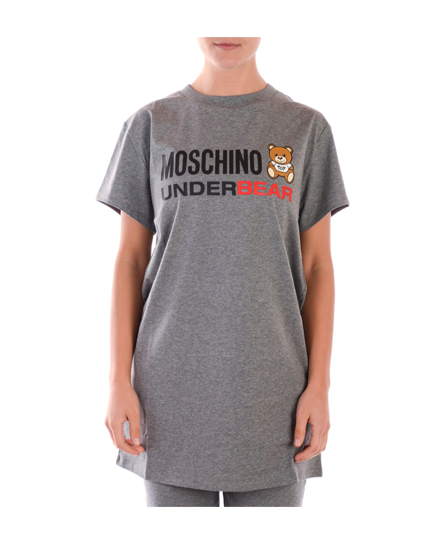 Moschino Logo Printed T-shirt In Gray