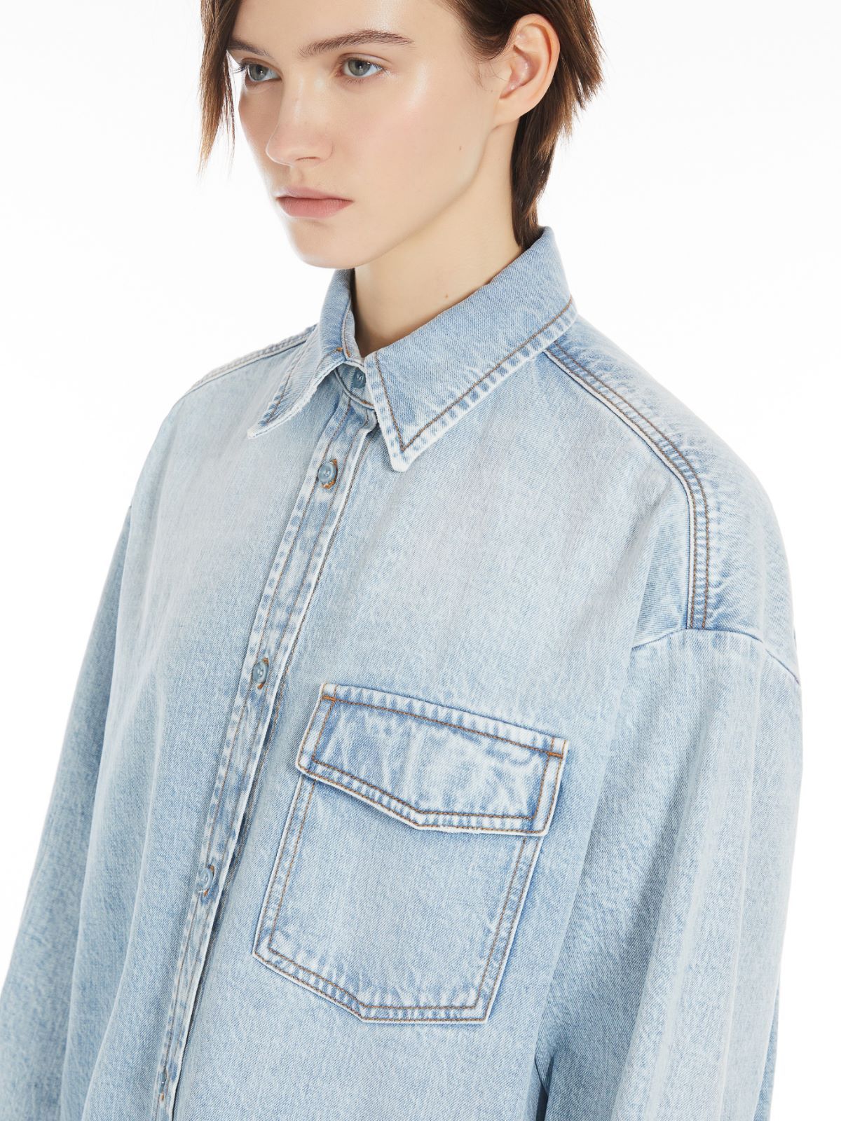 Sportmax Wide Denim Shirt In Blue
