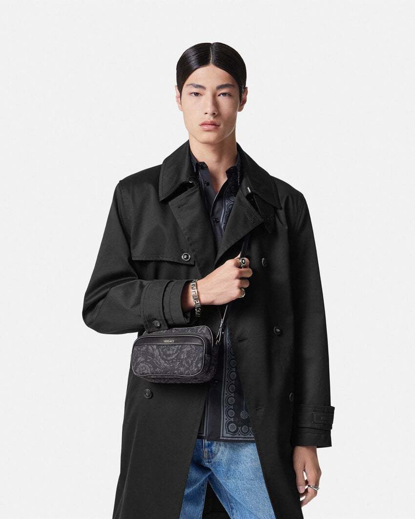 Versace Barocco Athena Messenger Bag In Black