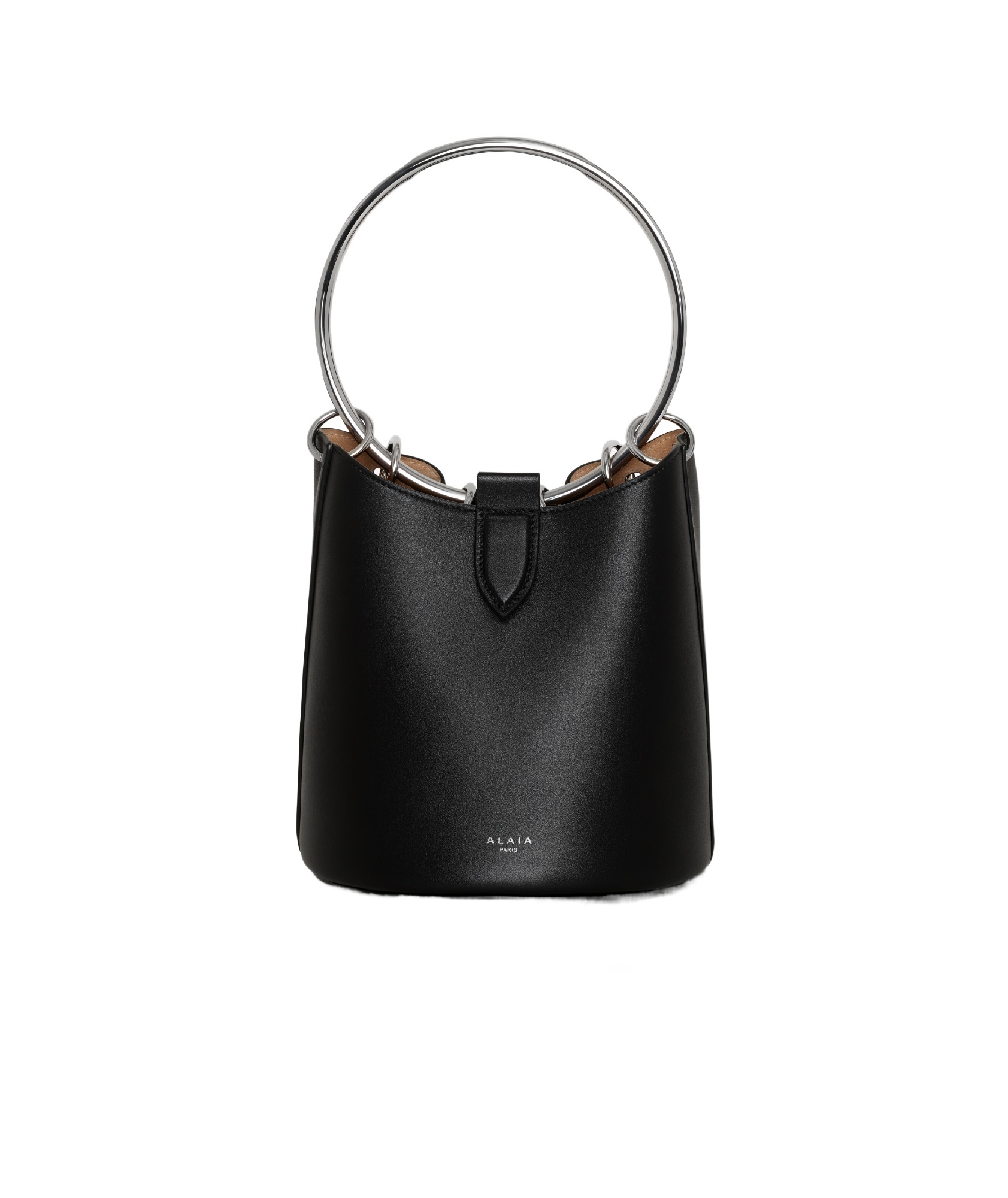 Shop Alaïa Medium Ring Leather Bucket Bag In Black