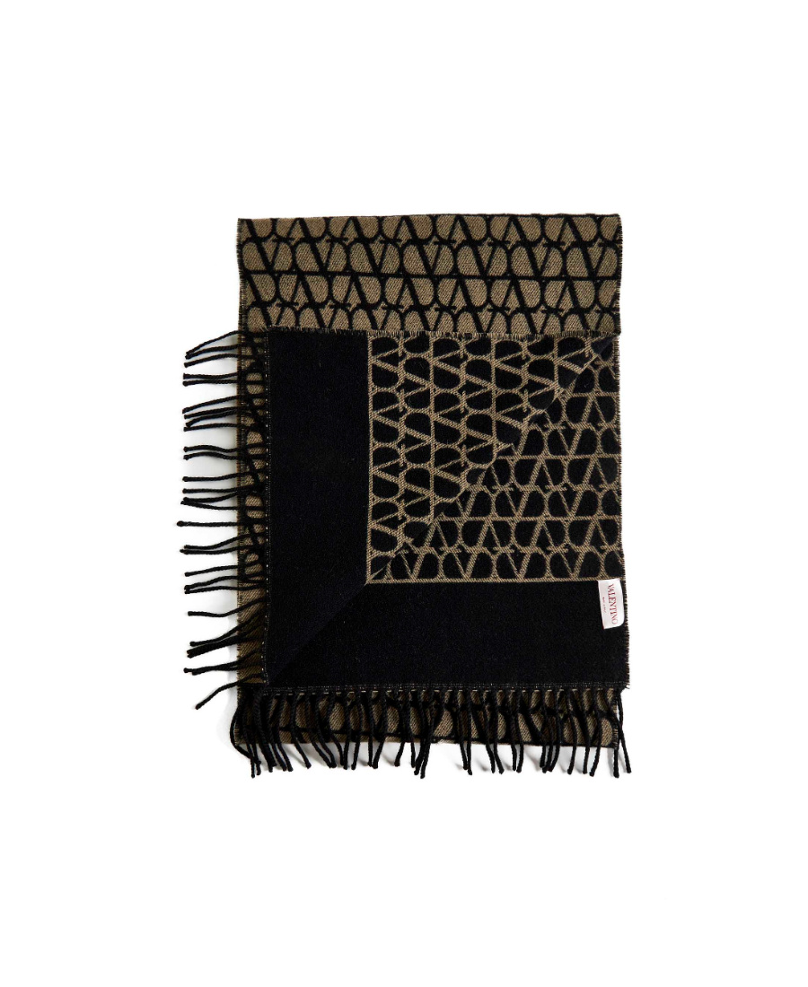 Valentino Toile Iconographe Wool-blend Scarf In Black