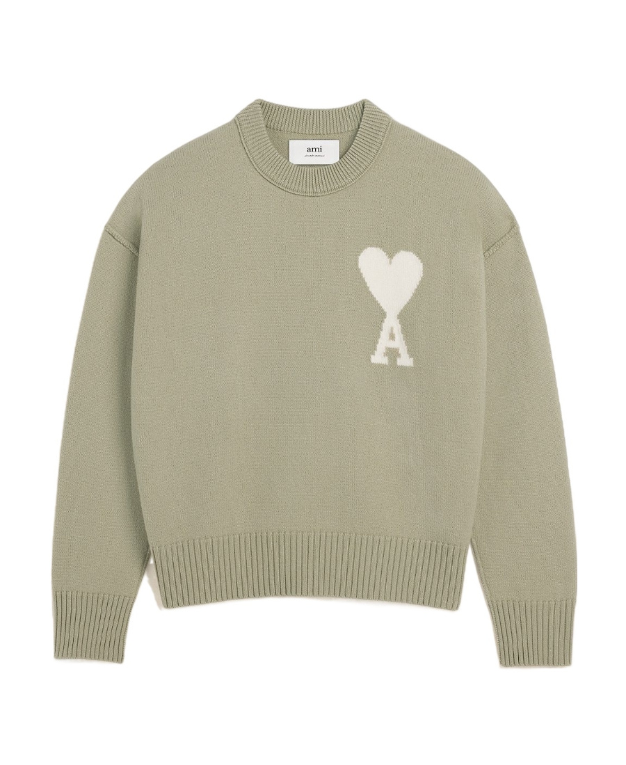 Ami Alexandre Mattiussi Ami De Coeur Wool Jumper In Green