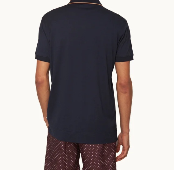 Orlebar Brown Classic Fit Stripe Tipping Collar Polo Shirt In Black