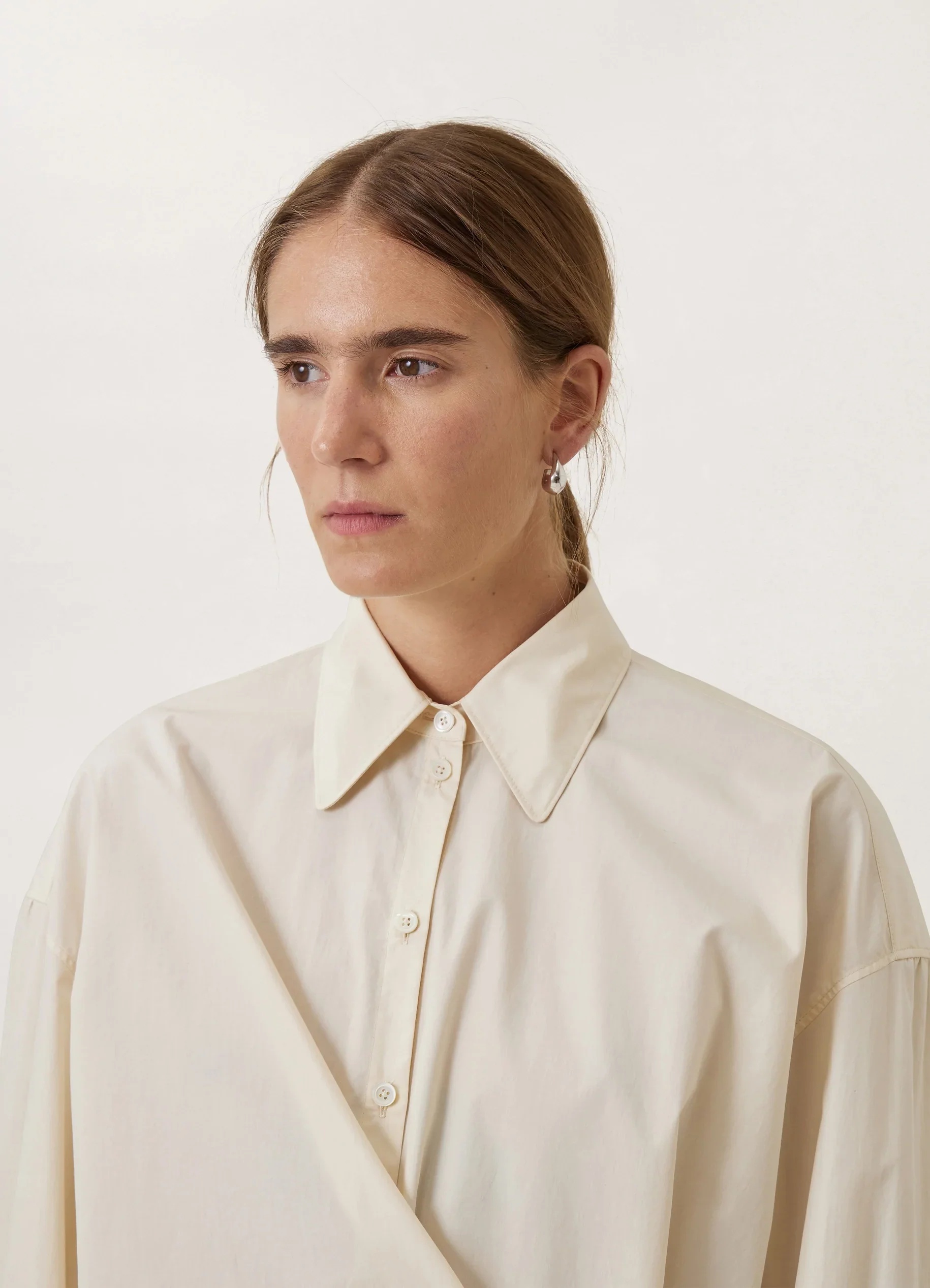 Lemaire Asymmetric Wrap-front Shirt In Nude