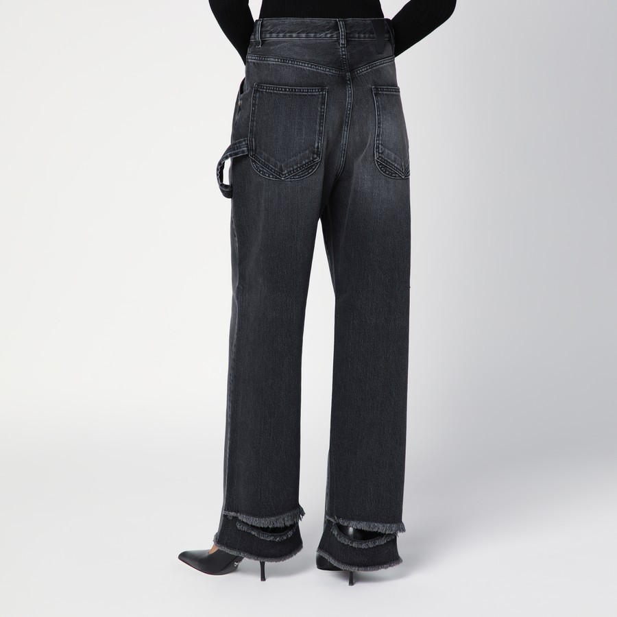 Shop Darkpark Belt Ring Washed Jeans In Black