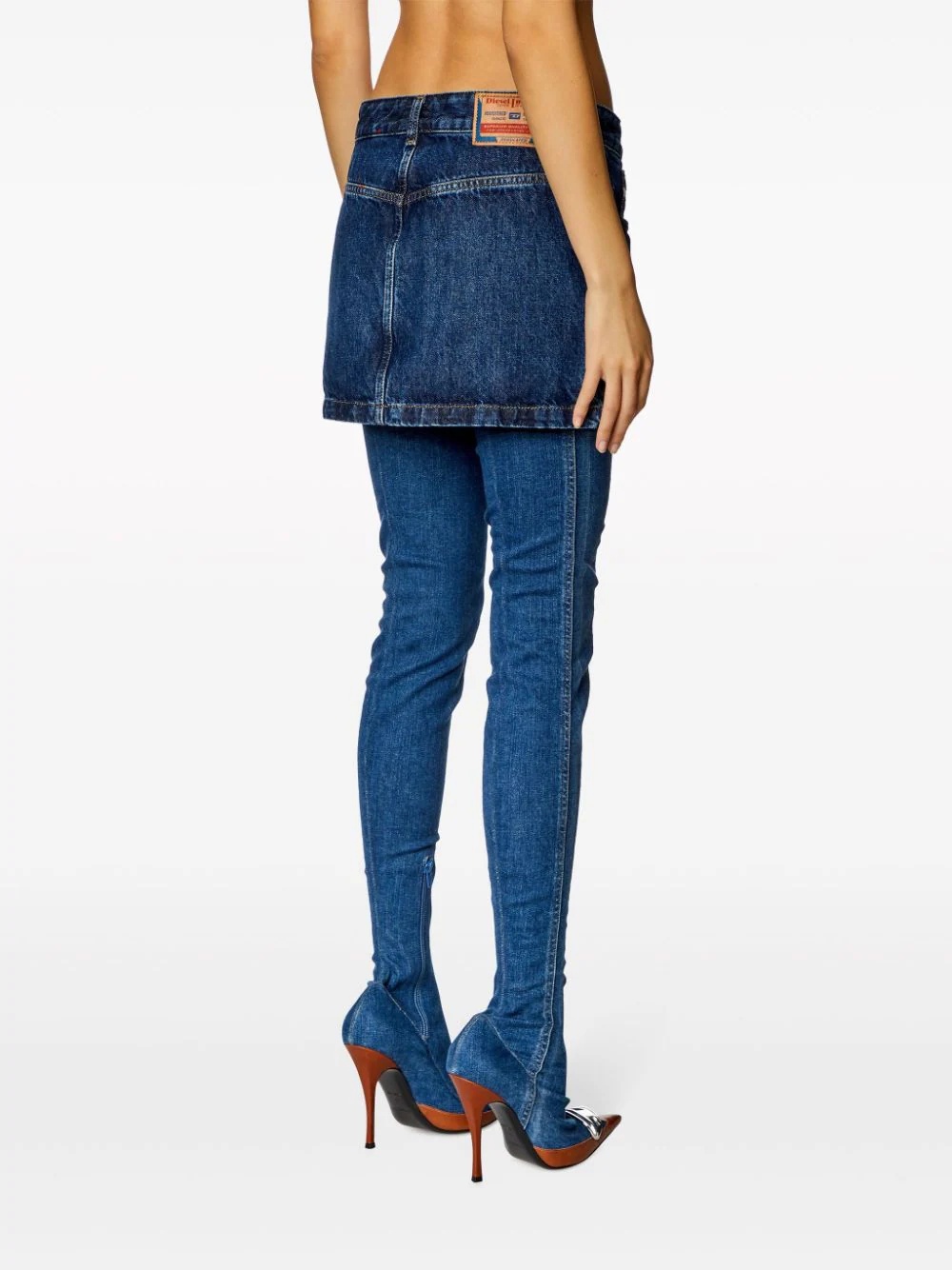 Diesel De-ron Whiskering Effect Denim Mini Skirt In Blue