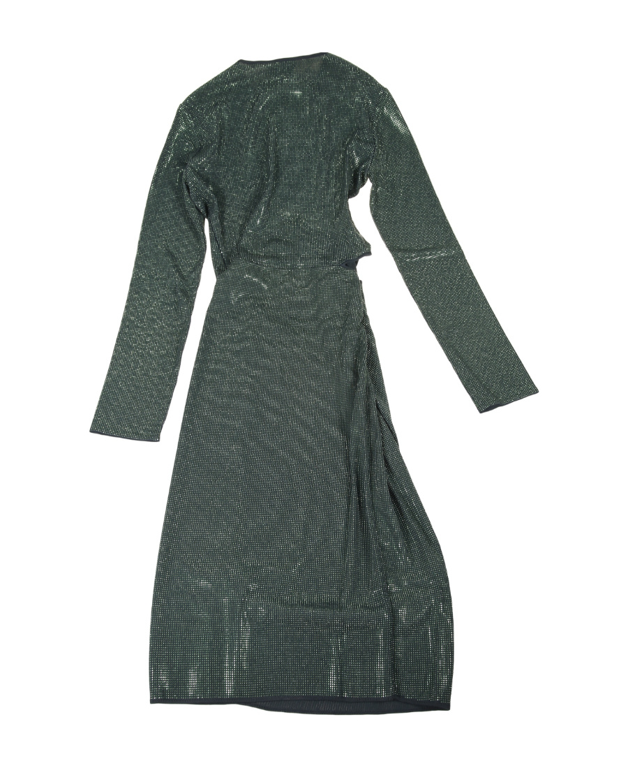 Bottega Veneta Long-sleeved Dress Decorated With Logo Rivets In Black