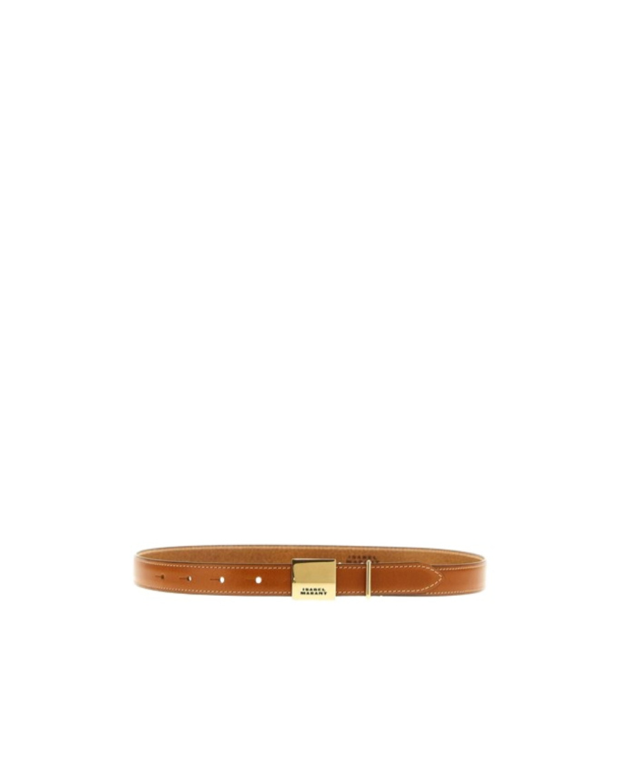 Isabel Marant Logo Metal Buckle Belt In Brown