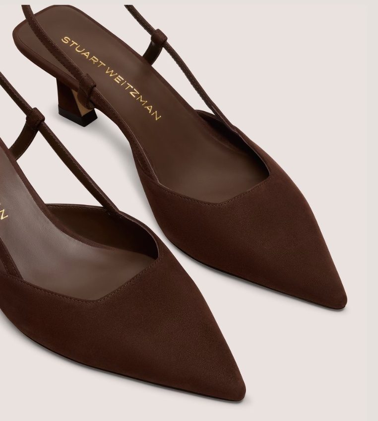 Stuart Weitzman Vinnie 50 Suede Slingback Pumps In Brown