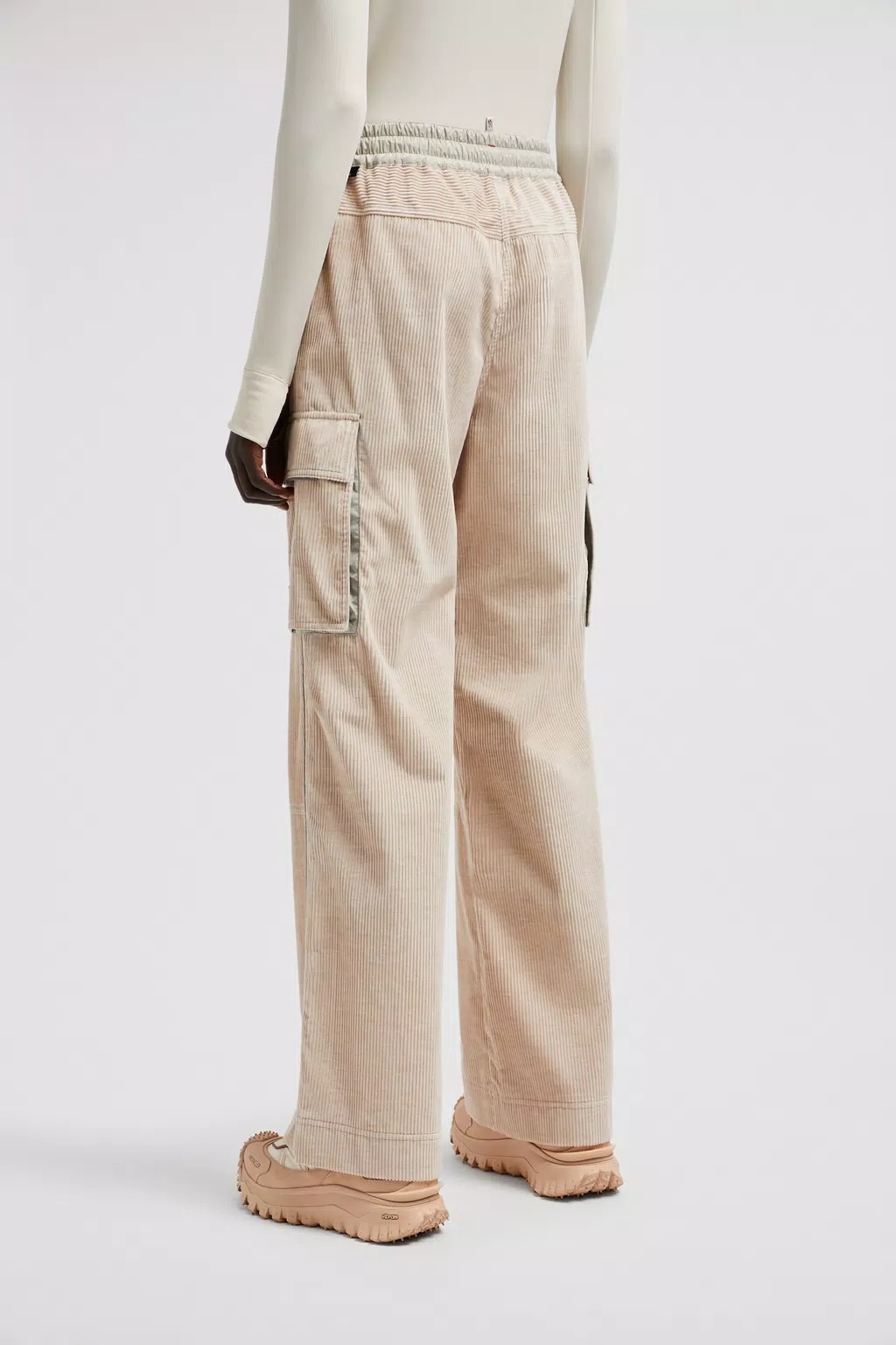 Moncler Logo-patch Trousers In Nude