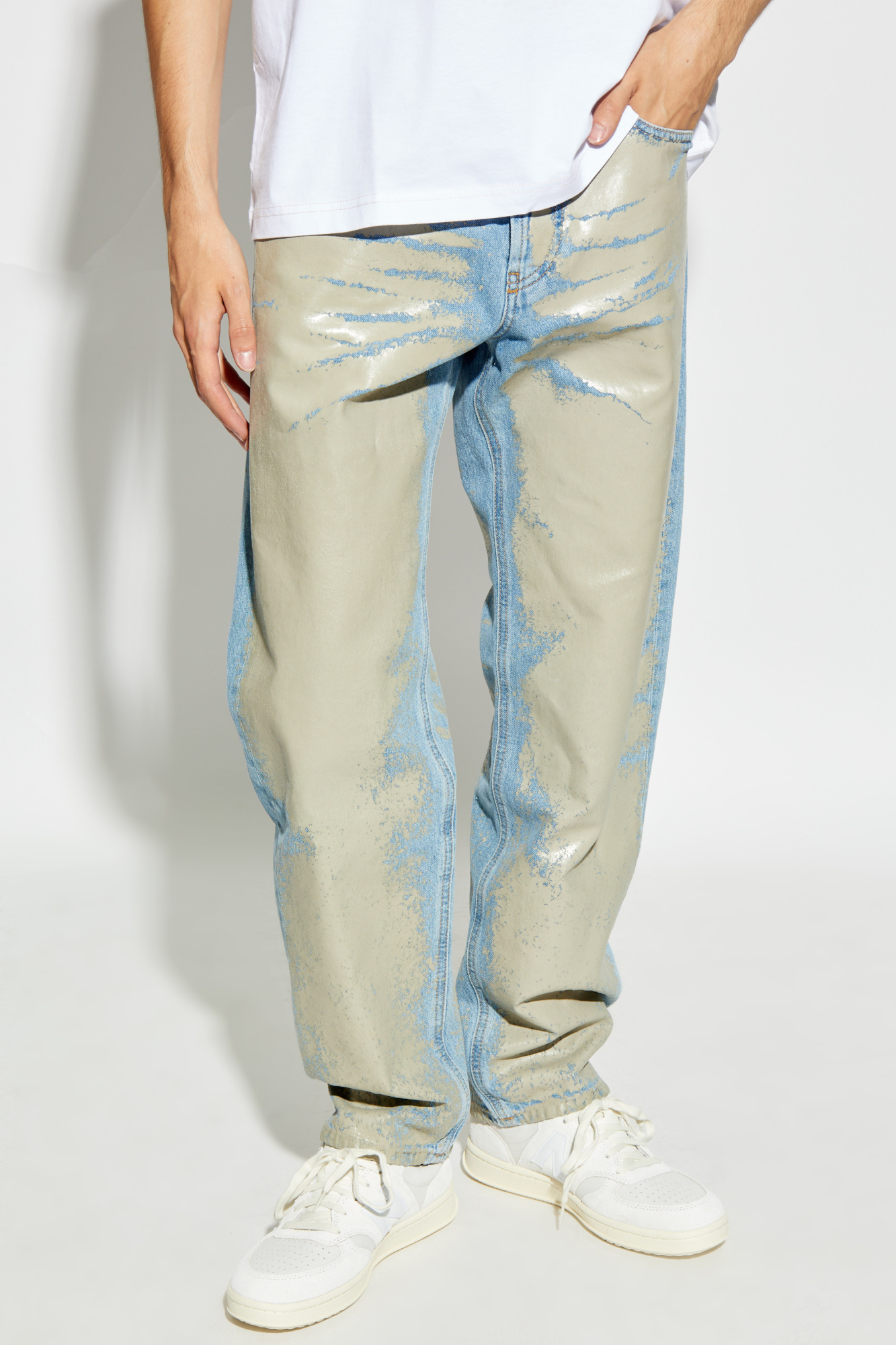 Diesel D-macs-fsf3 Denim Waist Jeans In Nude