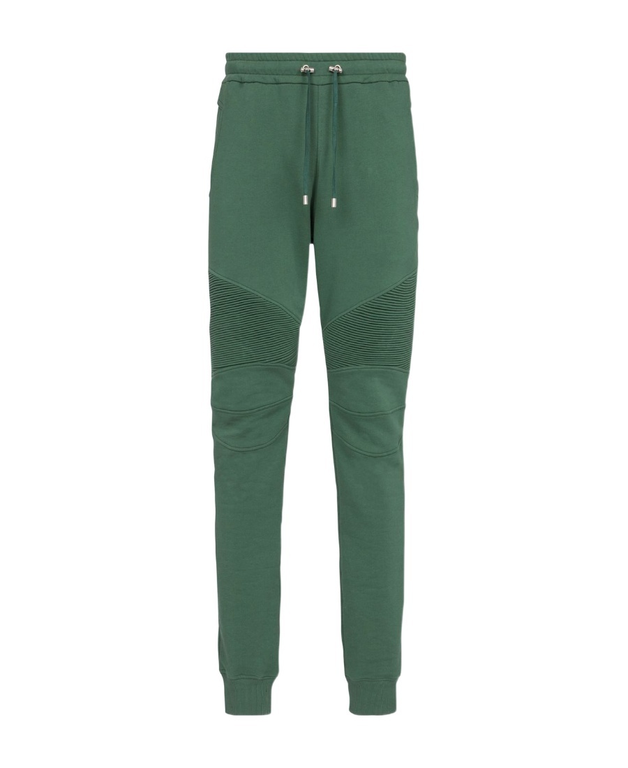 Balmain Drawstring Cotton Track Pants In Green