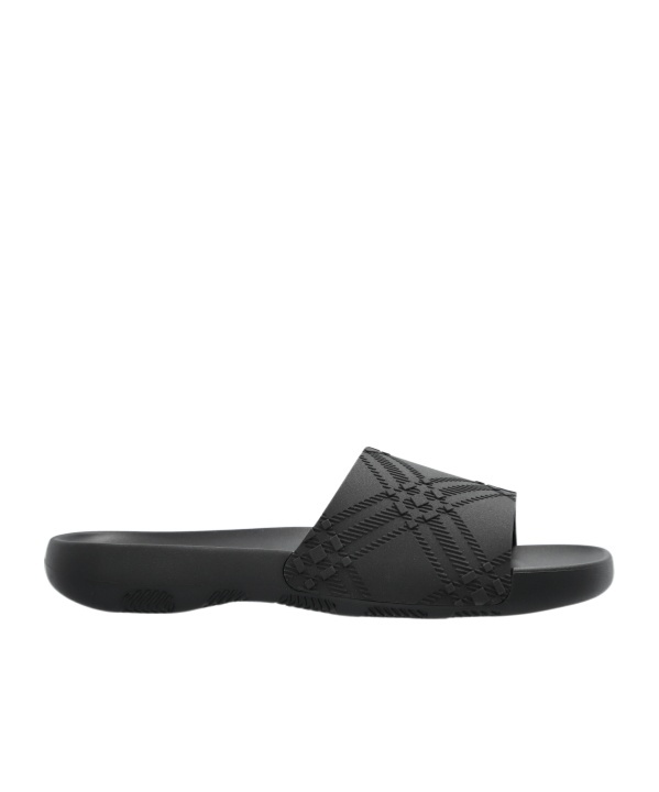 Burberry Embossed Check Dive Slides In Black