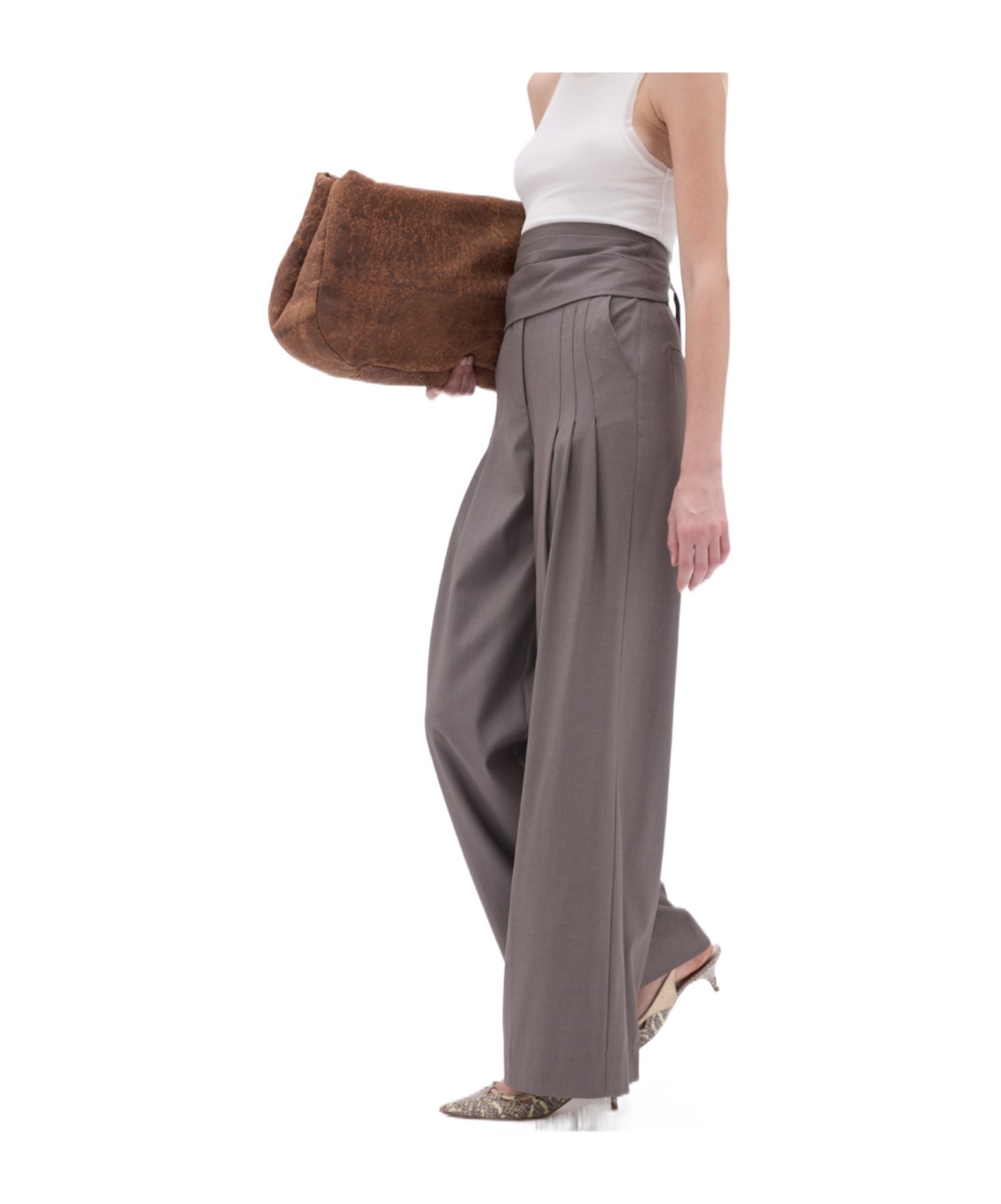 Remain Birger Christensen Wide Suiting Trousers In Gray