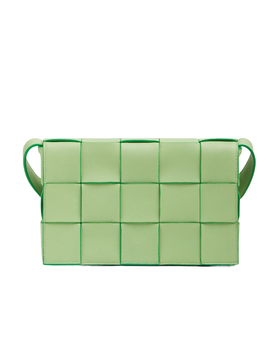 Bottega Veneta Cross-body Woven Design Shoulder Bag In Green