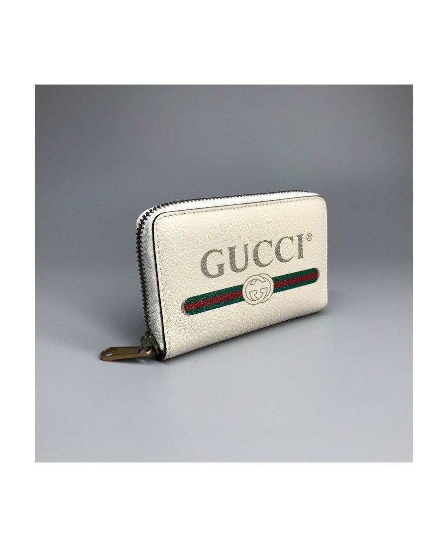 Gucci Print Leather Card Case In Nude