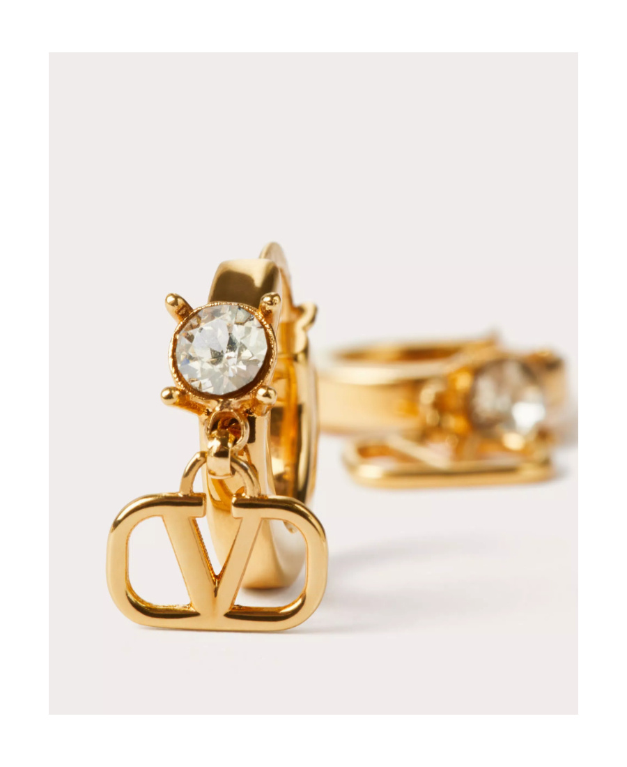 VALENTINO GARAVANI MINI VLOGO SIGNATURE METAL EARRINGS WITH SWAROVSKI CRYSTALS
