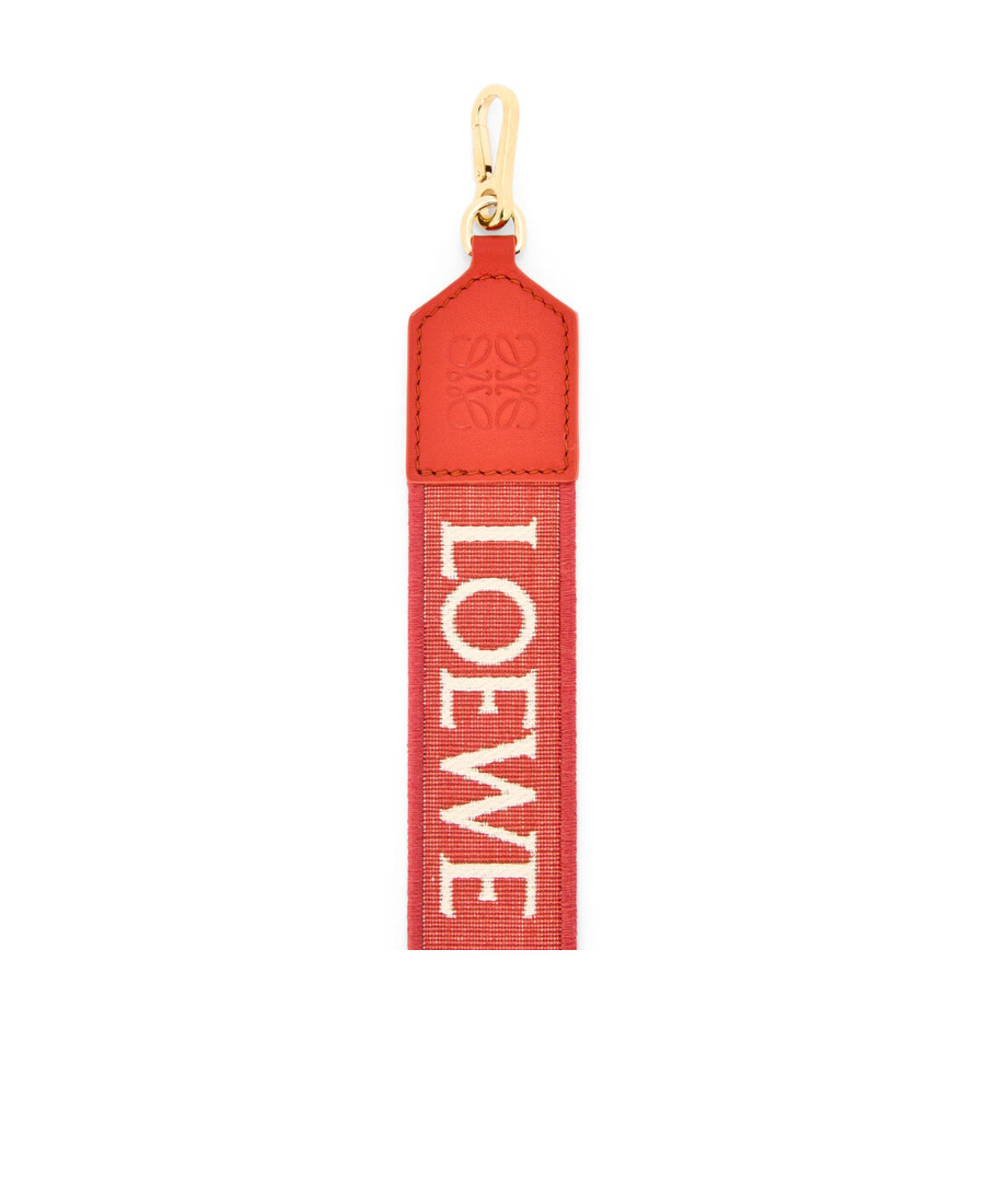 Shop Loewe Anagram Strap In Jacquard And Calfskin In Red