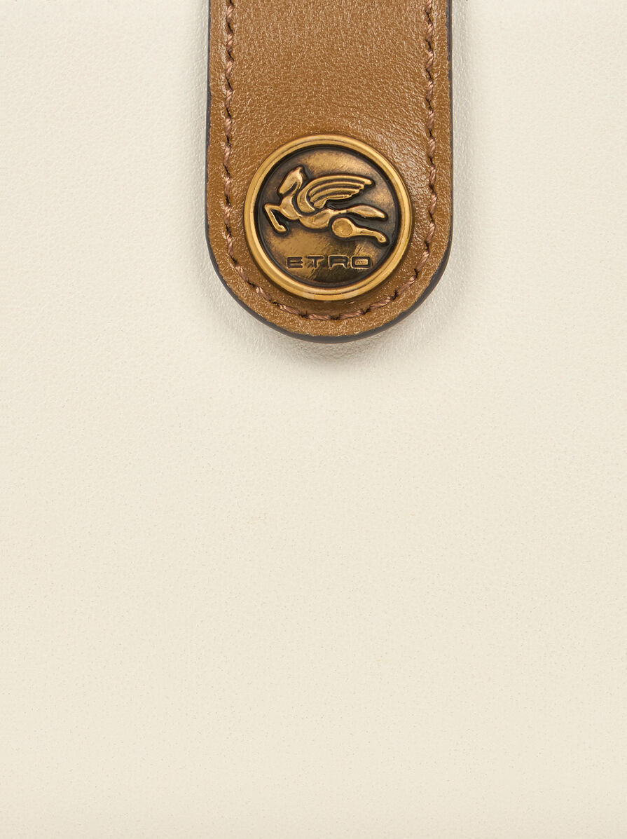 Etro Leather Wallet With Pegaso Button In White