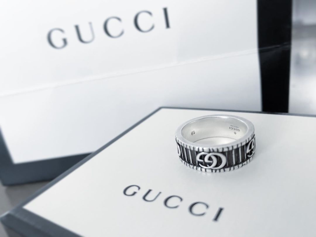 Gucci Double G Sterling Silver Ring In Gray