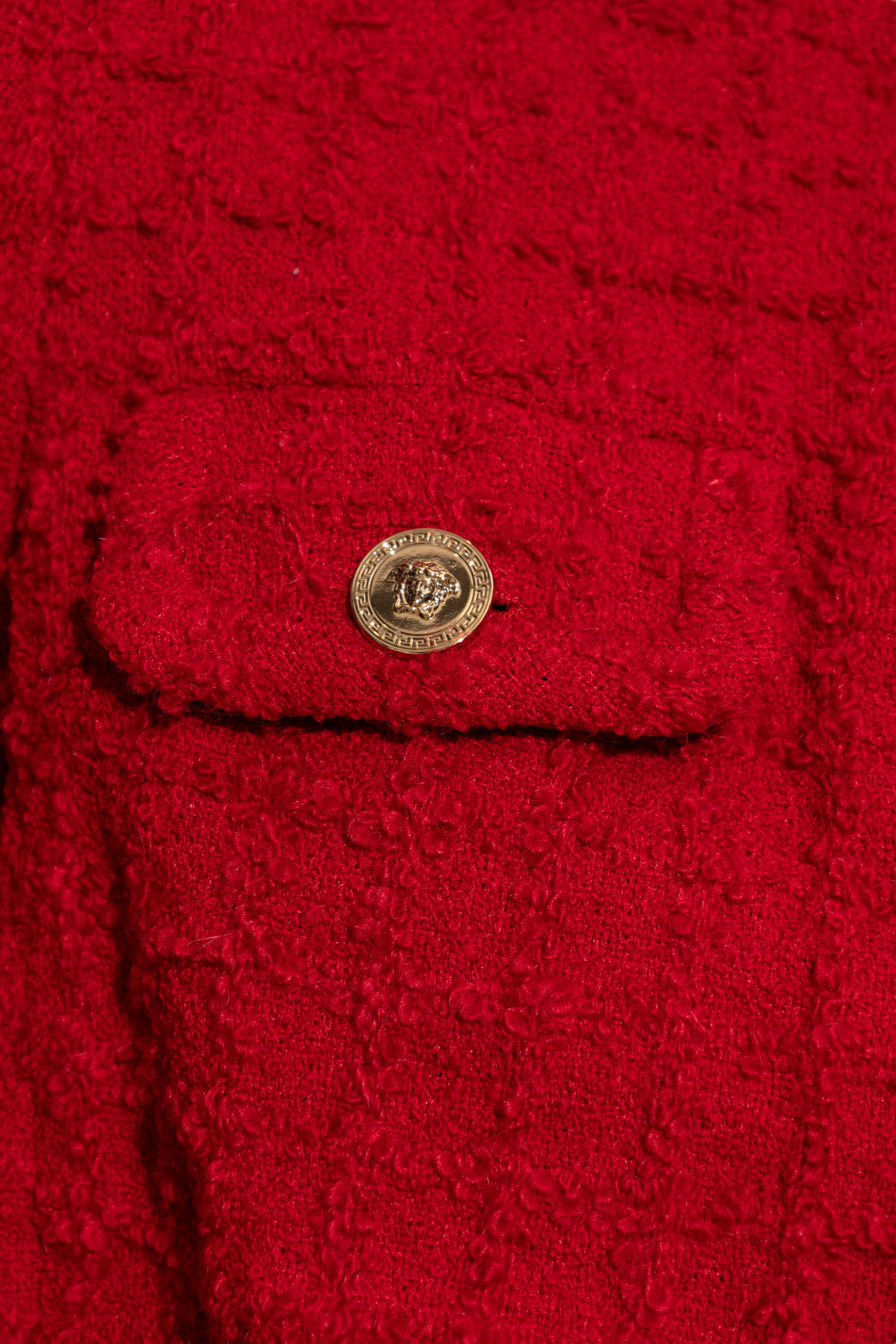 Versace Tweed Blazer Gold Buttons In Red